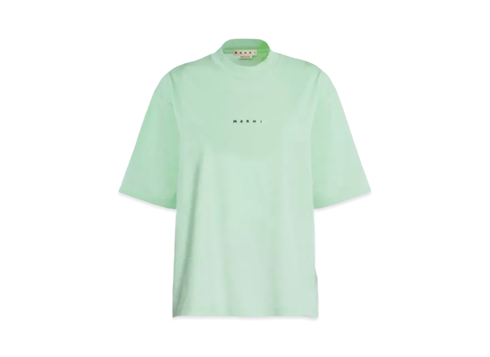 Marni Women's T-shirt In Bio Cotton With Logo "Spring Green"