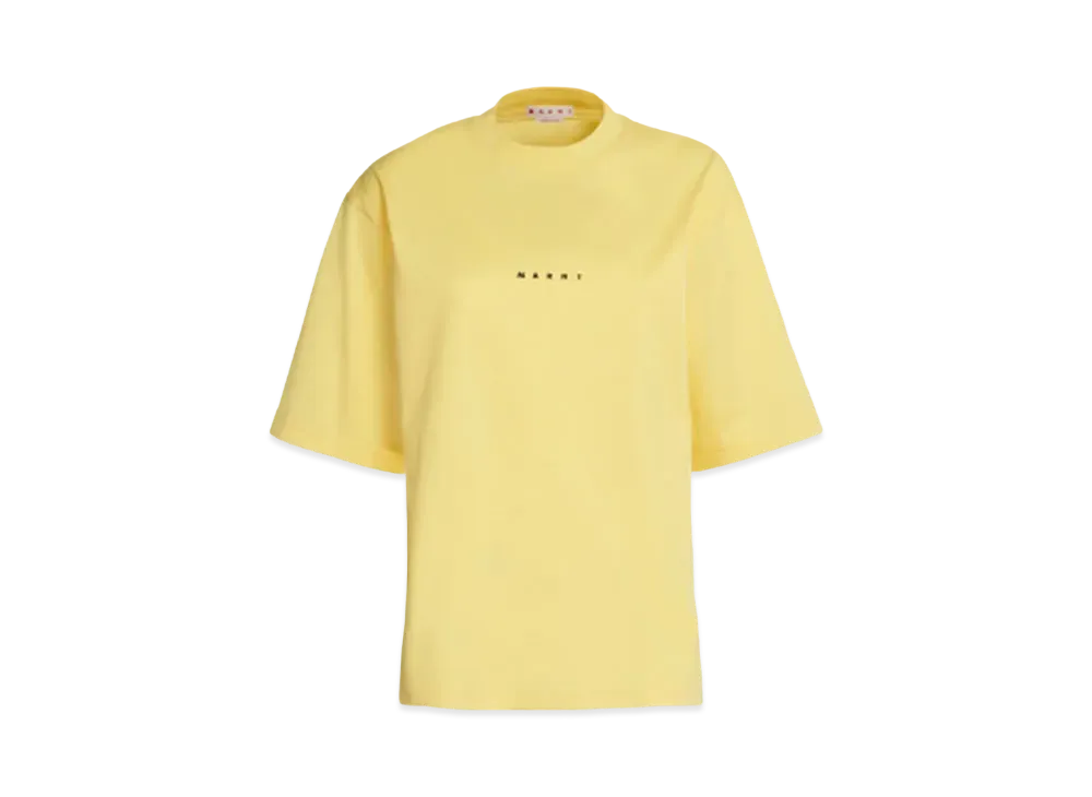 Marni Women's T-shirt In Bio Cotton With Logo "Lemon"