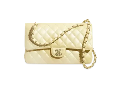 CHANEL Classic Handbag Cloudy Pearly Goatskin "Light Yellow"