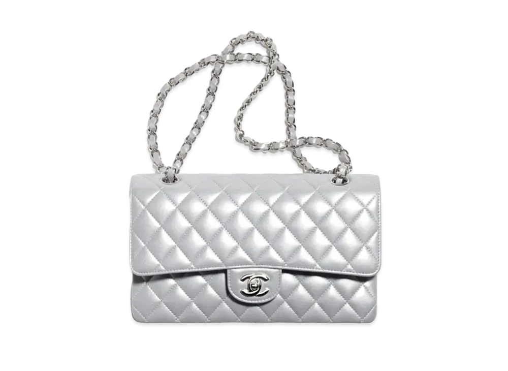 CHANEL Classic Handbag Cloudy Pearly Goatskin "Silver"