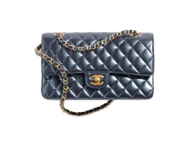 CHANEL Classic Handbag Metallic Calfskin "Navy Blue"