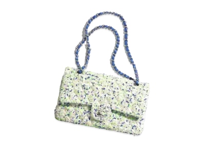 CHANEL Classic Handbag Tweed "White/Navy Blue/Light Green/Light Pink"