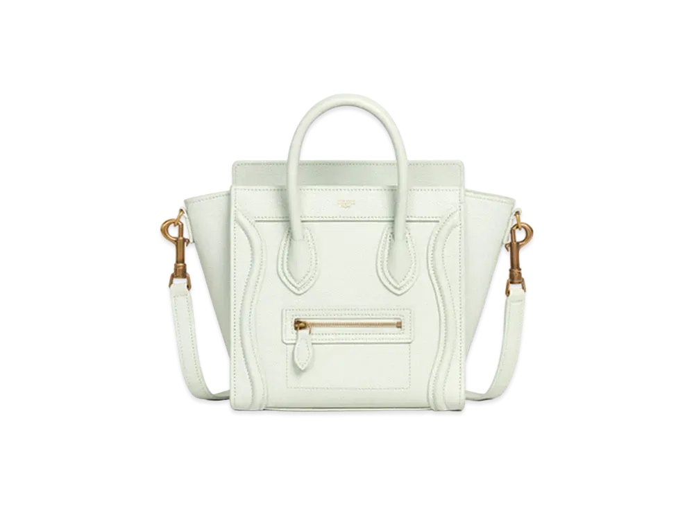 CELINE Nano Luggage Bag In Drummed Calfskin "Jade"