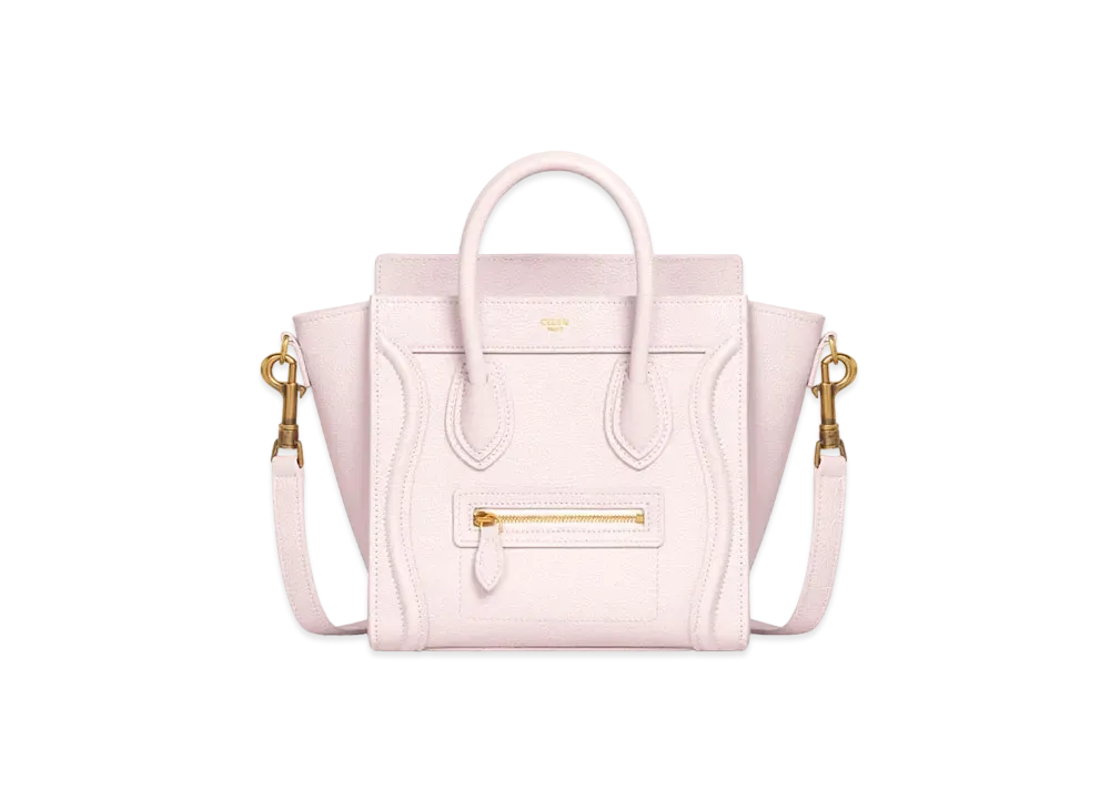 CELINE Nano Luggage Bag In Drummed Calfskin "Poudre"