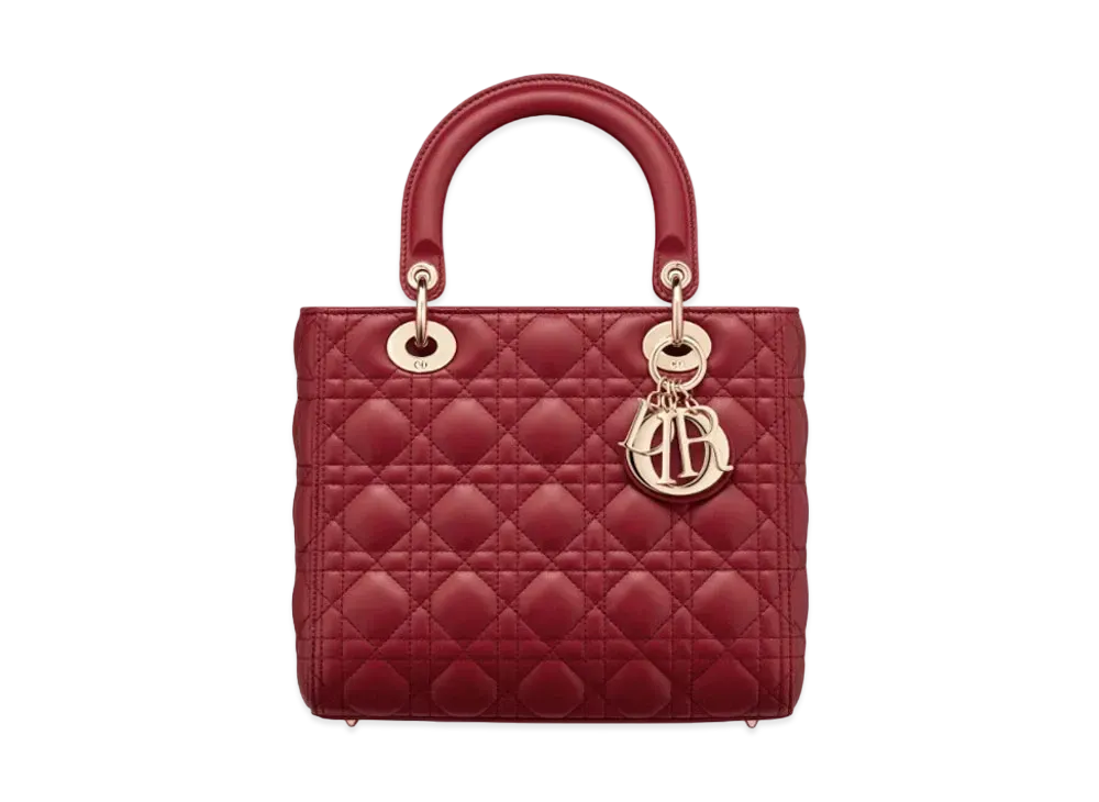 Dior Medium Lady Dior Bag Cannage Lambskin "Cherry Red"