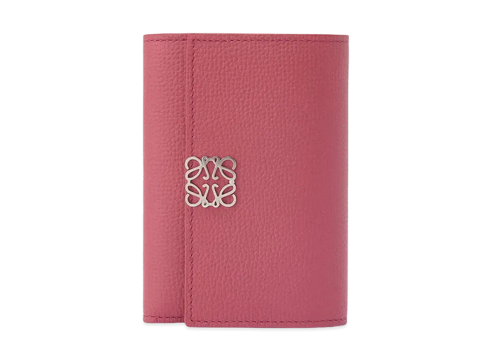 LOEWE Anagram Small Vertical Wallet In Pebble Grain Calfskin "Plumrose"