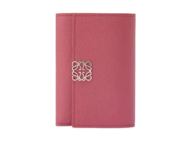 LOEWE Anagram Small Vertical Wallet In Pebble Grain Calfskin "Plumrose"