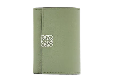 LOEWE Anagram Small Vertical Wallet In Pebble Grain Calfskin "Rosemary"