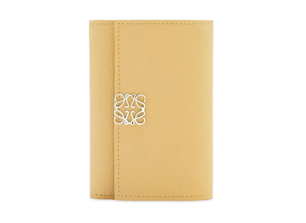 LOEWE Anagram Small Vertical Wallet In Pebble Grain Calfskin "Dark Butter"