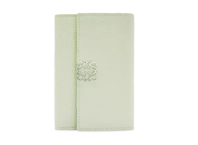 LOEWE Anagram Small Vertical Wallet In Pebble Grain Calfskin "Light Celadon"