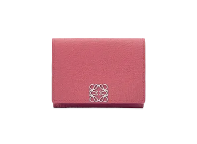 LOEWE Anagram Trifold Wallet In Pebble Grain Calfskin "Plumrose"