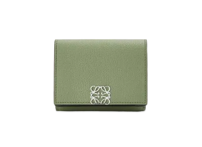 LOEWE Anagram Trifold Wallet In Pebble Grain Calfskin "Rosemary"