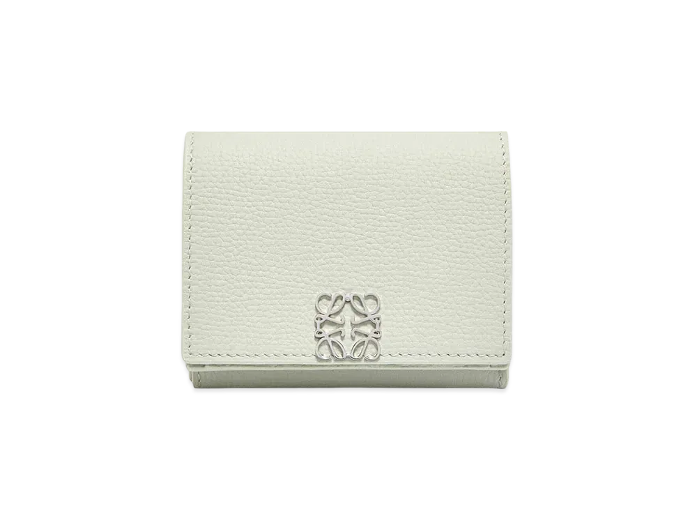 LOEWE Anagram Trifold Wallet In Pebble Grain Calfskin "Light Celadon"