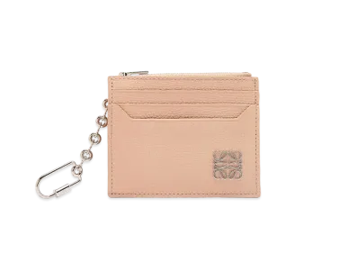 LOEWE Anagram Square Cardholder In Pebble Grain Calfskin With Chain "Nude"