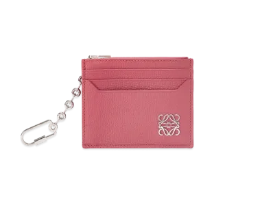 LOEWE Anagram Square Cardholder In Pebble Grain Calfskin With Chain "Plumrose"