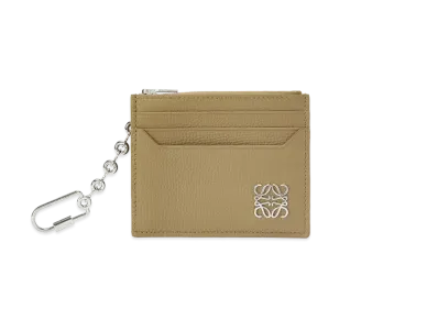 LOEWE Anagram Square Cardholder In Pebble Grain Calfskin With Chain "Artichoke Green"