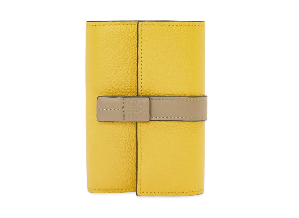 LOEWE Small Vertical Wallet In Soft Grained Calfskin "Yellow/Clay Green"