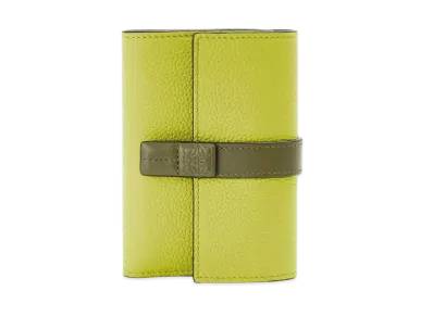 LOEWE Small Vertical Wallet In Soft Grained Calfskin "Lime Yellow/Avocado Green"