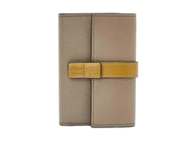 LOEWE Small Vertical Wallet In Soft Grained Calfskin "Laurel Green/Ochre"