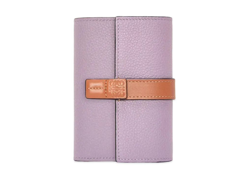 LOEWE Small Vertical Wallet In Soft Grained Calfskin "Dirty Mauve/Tan"