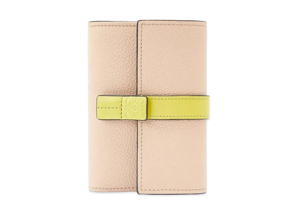 LOEWE Small Vertical Wallet In Soft Grained Calfskin "Nude/Citronelle"