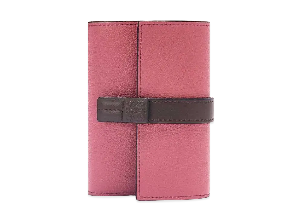 LOEWE Small Vertical Wallet In Soft Grained Calfskin "Plumrose/Chocolate"