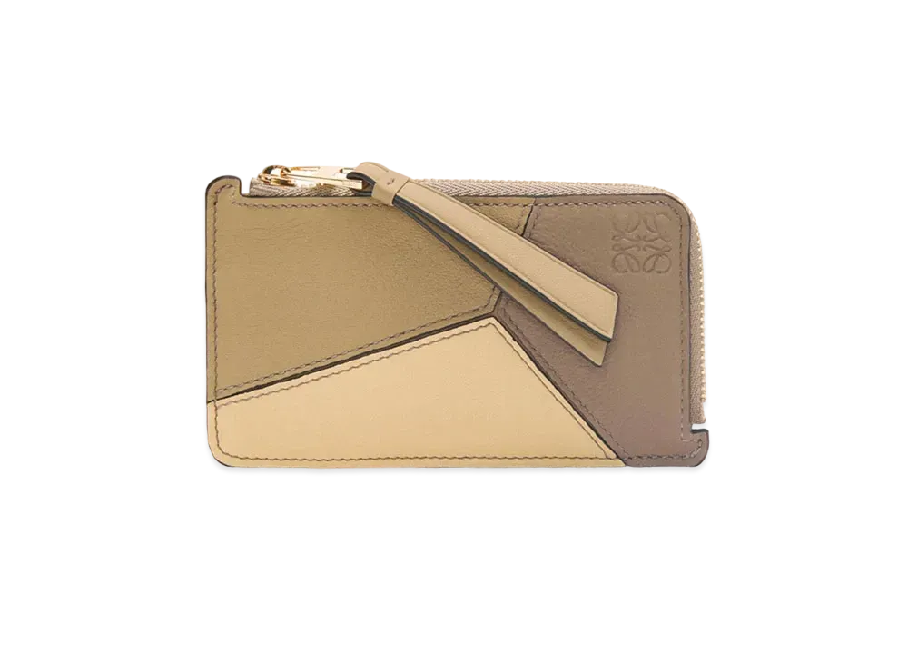 LOEWE Puzzle Coin Cardholder In Classic Calfskin "Clay Green/Butter"