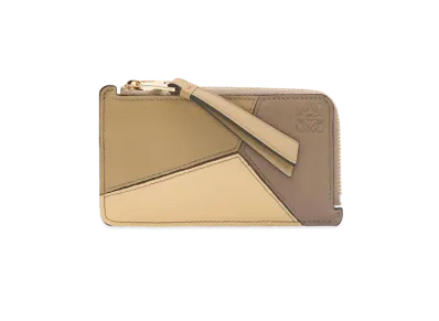 LOEWE Puzzle Coin Cardholder In Classic Calfskin "Clay Green/Butter"