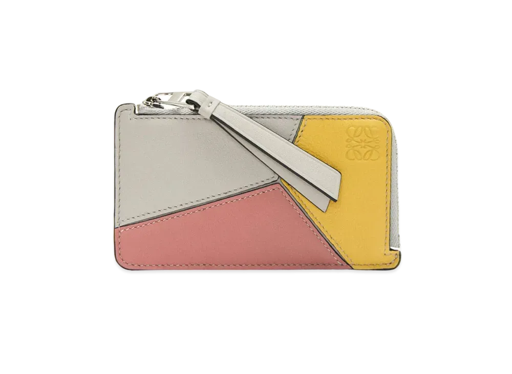 LOEWE Puzzle Coin Cardholder In Classic Calfskin "Ghost/Peach Bloom"