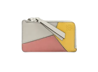LOEWE Puzzle Coin Cardholder In Classic Calfskin "Ghost/Peach Bloom"