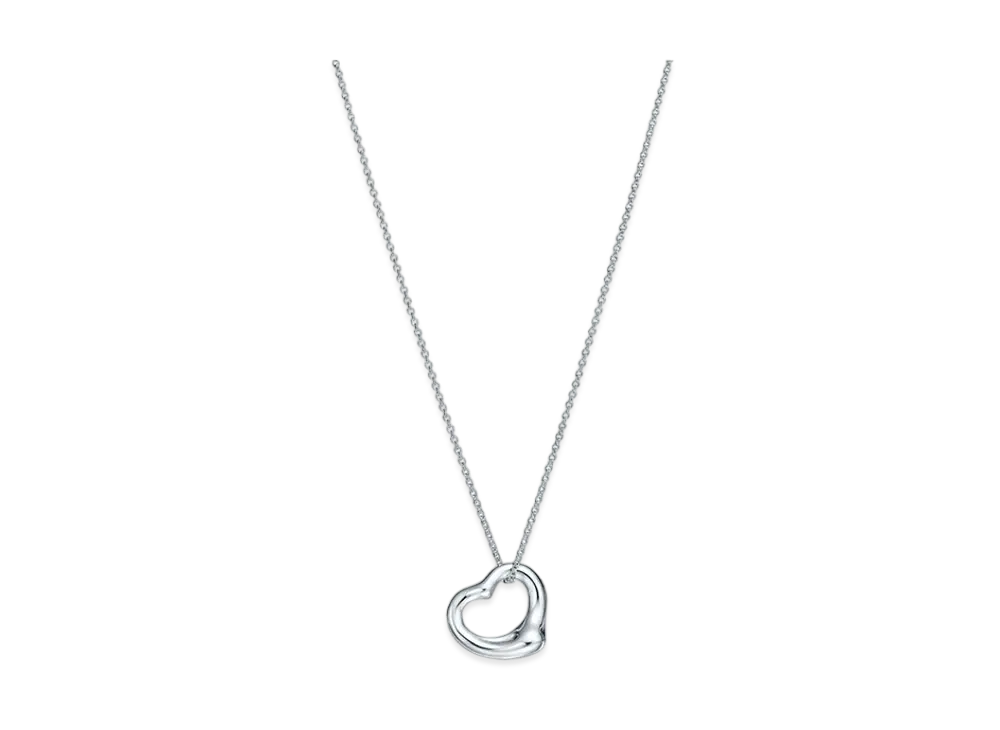 Tiffany & Co. Elsa Peretti Open Heart Pendant 18" Chain + 16mm "Sterling Silver"