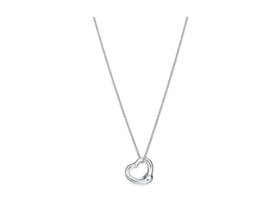 Tiffany & Co. Elsa Peretti Open Heart Pendant 18" Chain + 16mm "Sterling Silver"