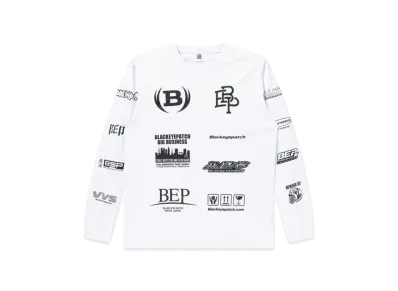 Black Eye Patch Multi Logo L/S Tee "White"