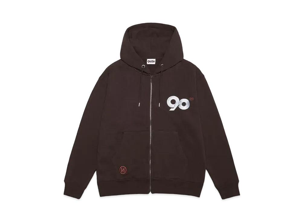 9090 Logo Zip Hoodie "Dark Brown"