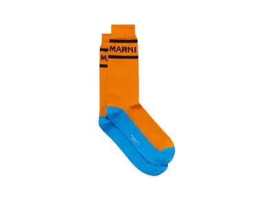 Marni Cotton Socks With Logo "Light Orange"