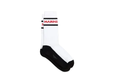 Marni Cotton Socks With Logo "Lily White"