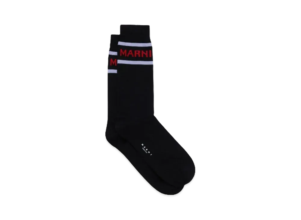 Marni Cotton Socks With Logo "Black"
