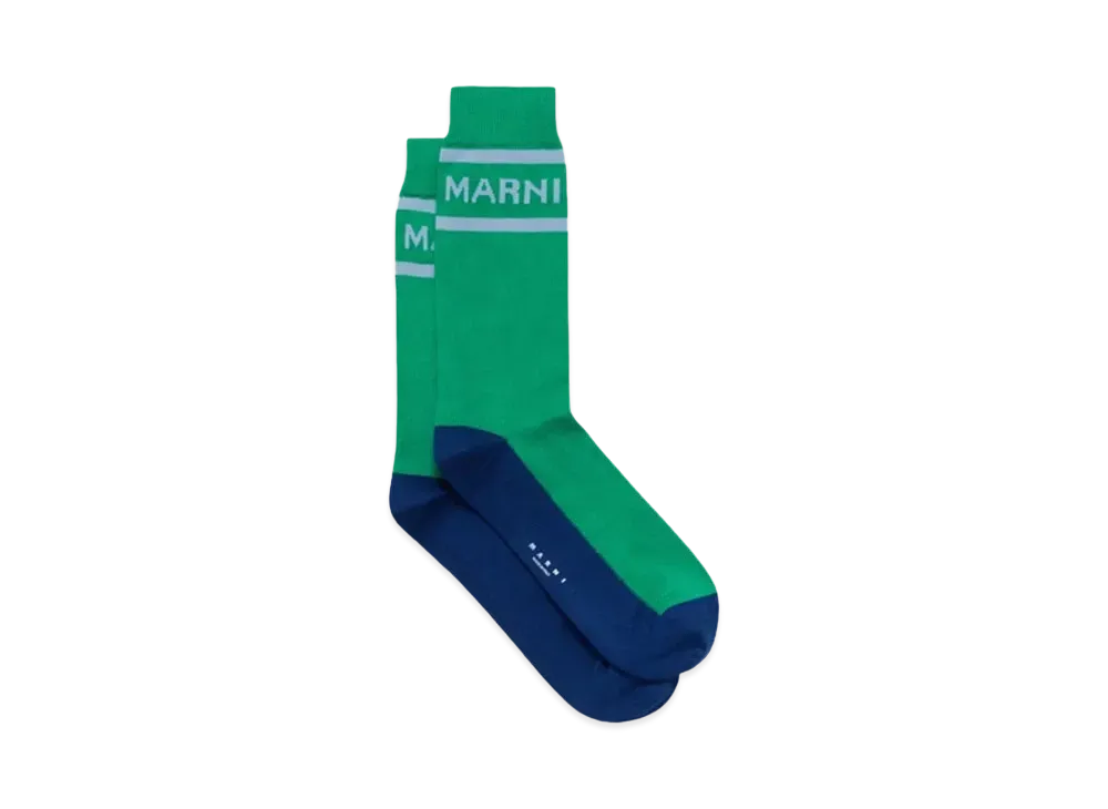 Marni Cotton Socks With Logo "Sea Green"	