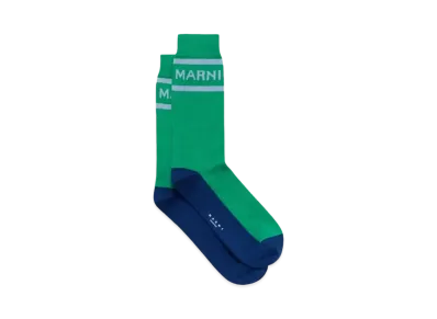 Marni Cotton Socks With Logo "Sea Green"