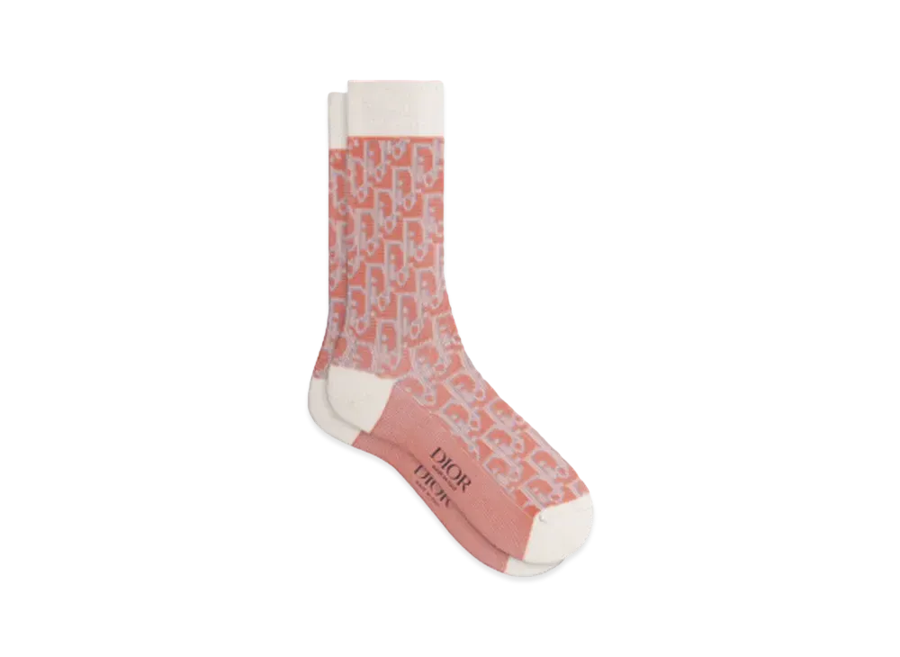 Dior Dior Oblique Socks Technical Cotton Jacquard "Coral"