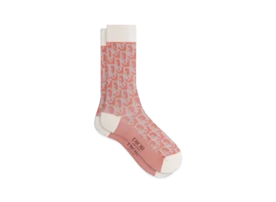 Dior Dior Oblique Socks Technical Cotton Jacquard "Coral"