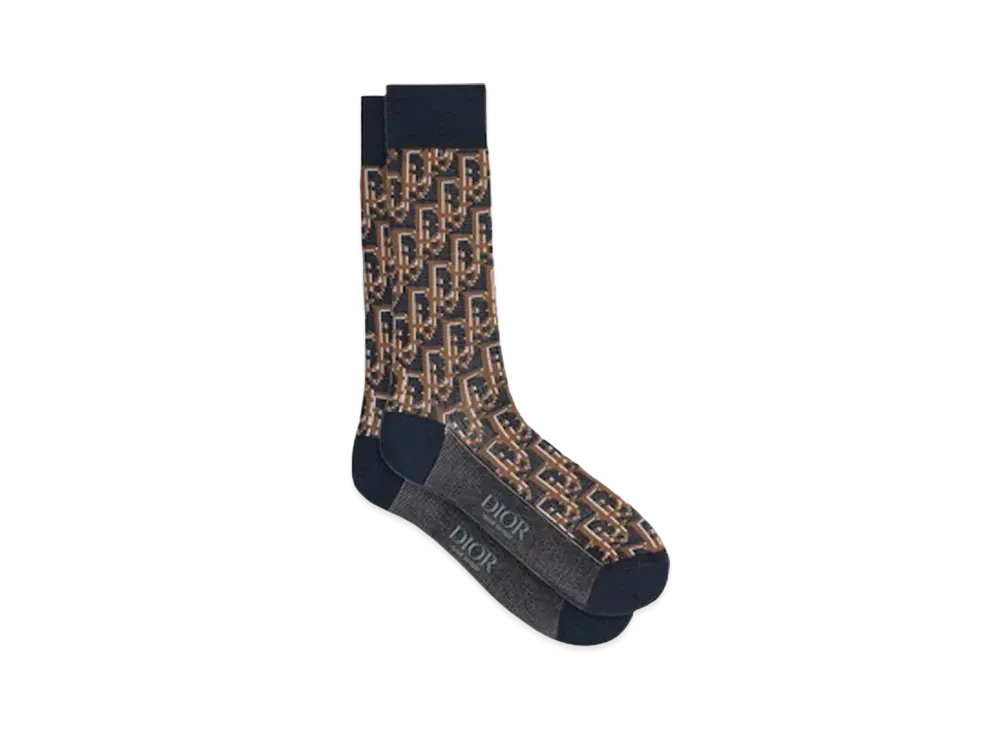 Dior Dior Oblique Socks Technical Cotton Jacquard "Navy Blue"