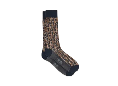 Dior Dior Oblique Socks Technical Cotton Jacquard "Navy Blue"