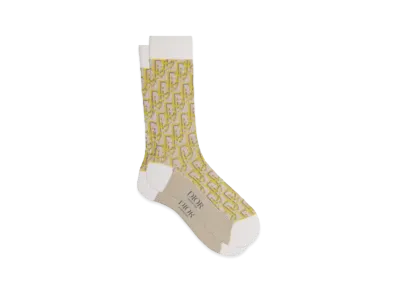 Dior Dior Oblique Socks Technical Cotton Jacquard "White/Yellow"
