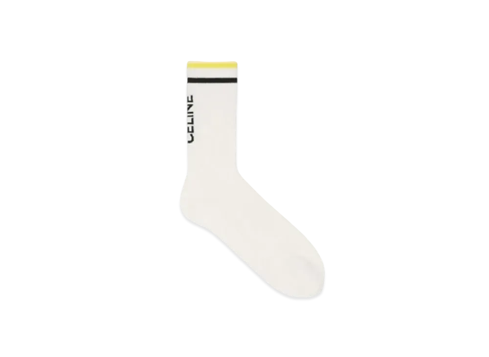 CELINE Socks In Striped Cotton "White/Yellow"