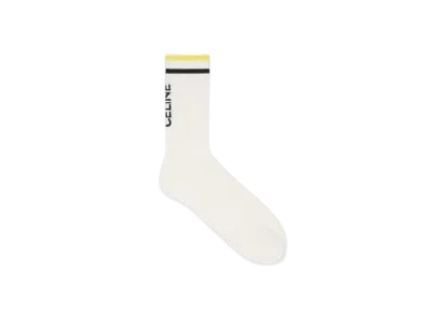 CELINE Socks In Striped Cotton "White/Yellow"