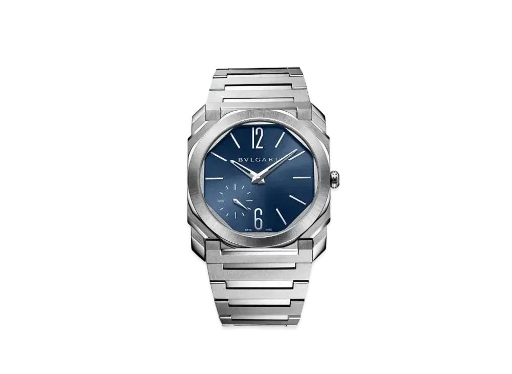 BVLGARI Octo Finissimo Watch "Silver/Blue"