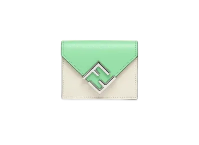 FENDI FF Diamonds Wallet Two-tone Leather "White/Green"