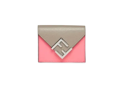 FENDI FF Diamonds Wallet Two-tone Leather "Pink/Dove Grey"
