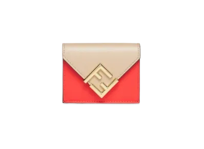FENDI FF Diamonds Wallet Two-tone Leather "Orange/Beige"